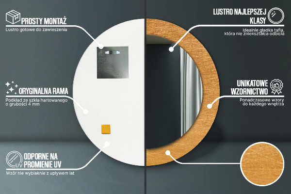Specchio tondo stampato Superficie metallica