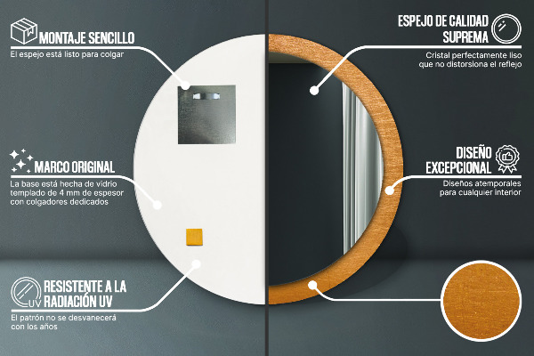 Specchio tondo stampato Superficie metallica