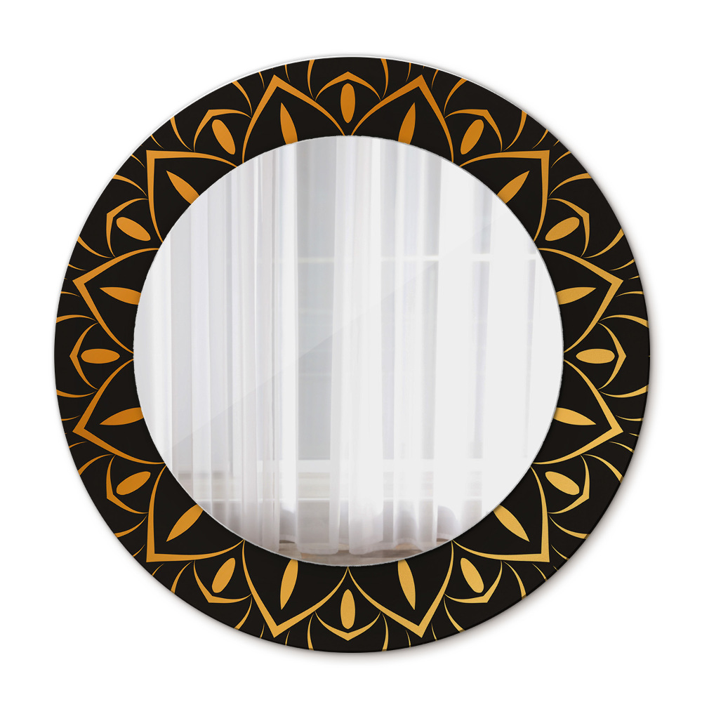 Specchio tondo stampato Mandala d'oro