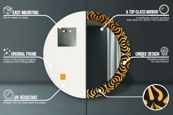 Specchio tondo stampato Mandala d'oro