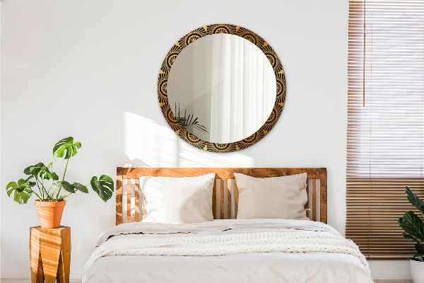 Specchio tondo stampato Mandala d'oro