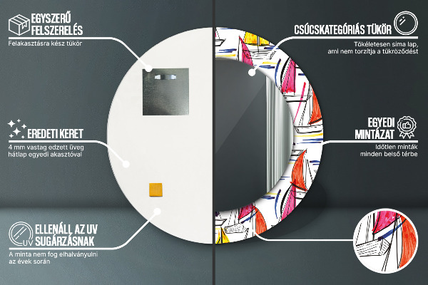 Specchio tondo stampato Barca sul lago