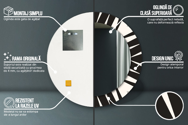 Specchio tondo stampato Geometria di astrazione