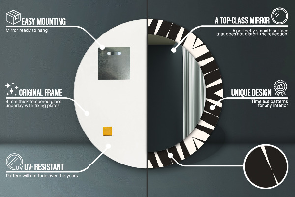 Specchio tondo stampato Geometria di astrazione