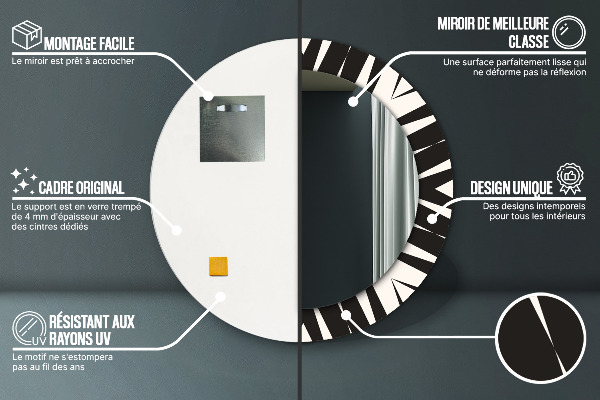 Specchio tondo stampato Geometria di astrazione