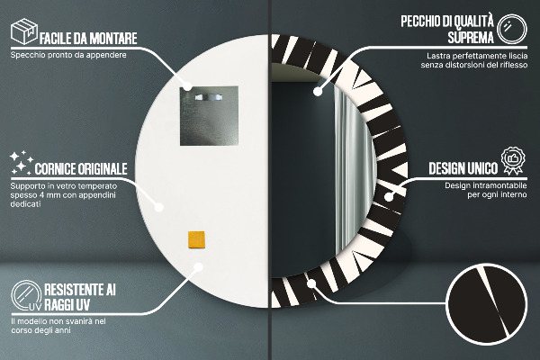 Specchio tondo stampato Geometria di astrazione