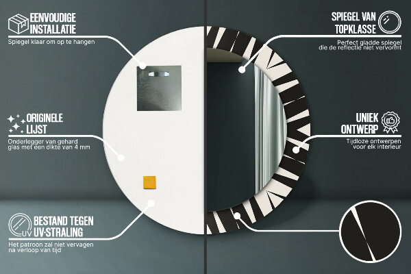Specchio tondo stampato Geometria di astrazione