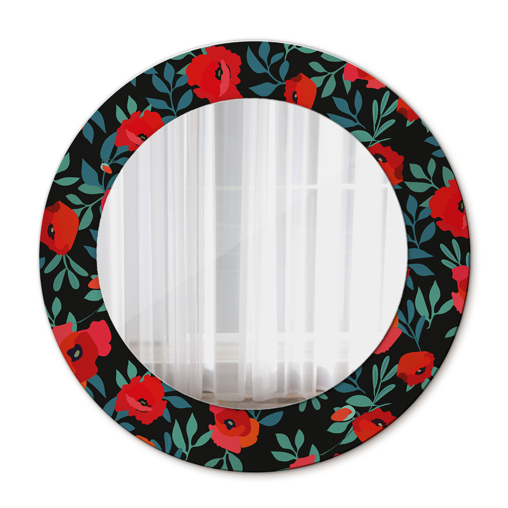 Specchio tondo stampato Seme di papavero rosso