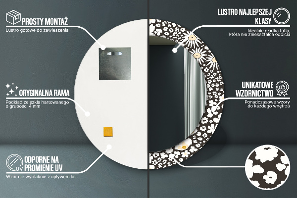 Specchio tondo decoro Margherita d'avorio