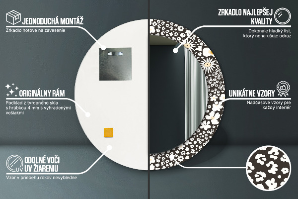 Specchio tondo decoro Margherita d'avorio