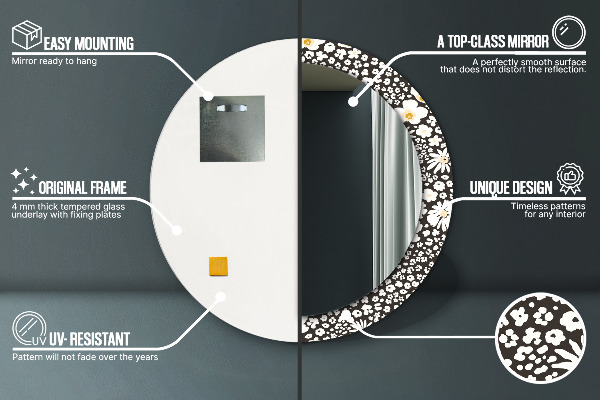 Specchio tondo decoro Margherita d'avorio