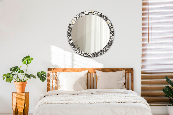 Specchio tondo decoro Margherita d'avorio