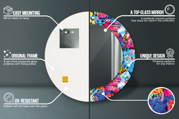 Specchio tondo decoro Scaraghi colorati