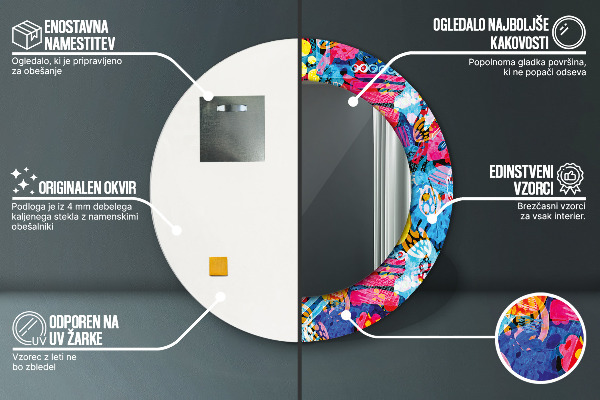 Specchio tondo decoro Scaraghi colorati