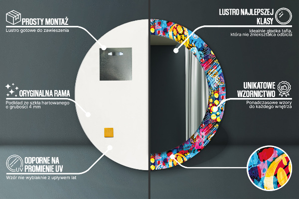 Specchio tondo decoro Scaraghi colorati