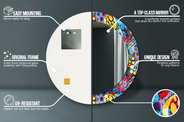 Specchio tondo decoro Scaraghi colorati