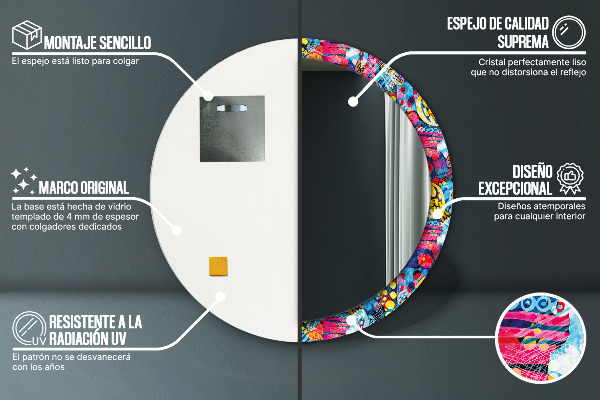 Specchio tondo decoro Scaraghi colorati