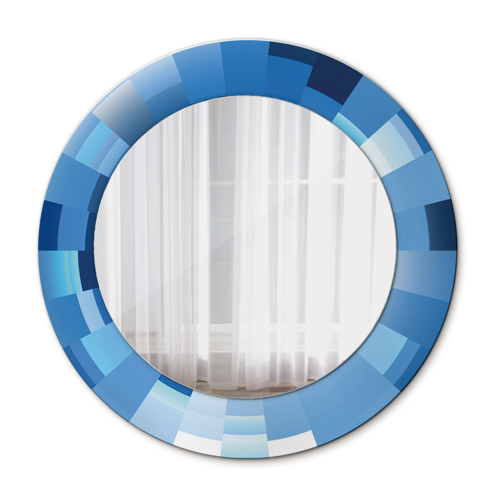 Specchio tondo decoro Abstract blu