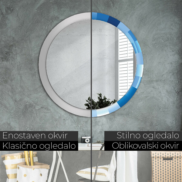 Specchio tondo decoro Abstract blu