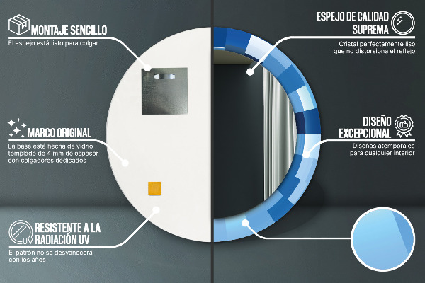 Specchio tondo decoro Abstract blu