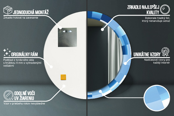 Specchio tondo decoro Abstract blu