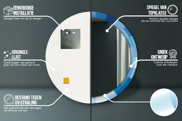 Specchio tondo decoro Abstract blu