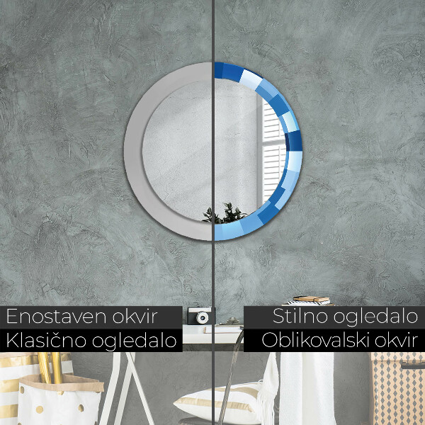 Specchio tondo decoro Abstract blu