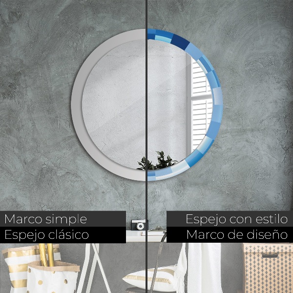 Specchio tondo decoro Abstract blu