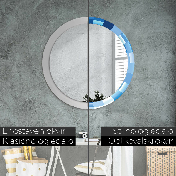 Specchio tondo decoro Abstract blu