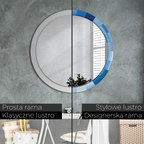 Specchio tondo decoro Abstract blu