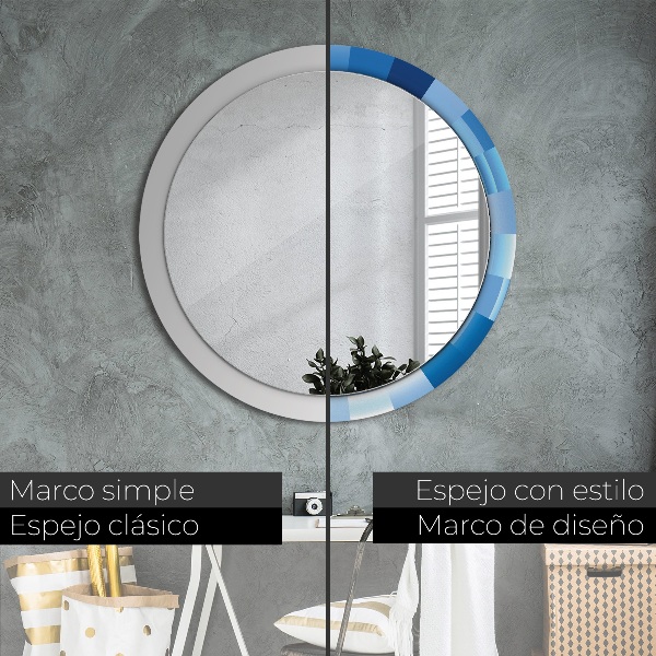 Specchio tondo decoro Abstract blu