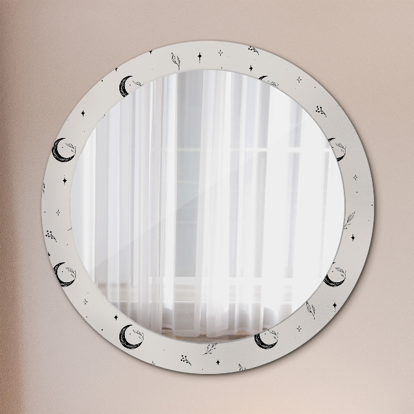 Specchio tondo decoro Piante floreali di doodle