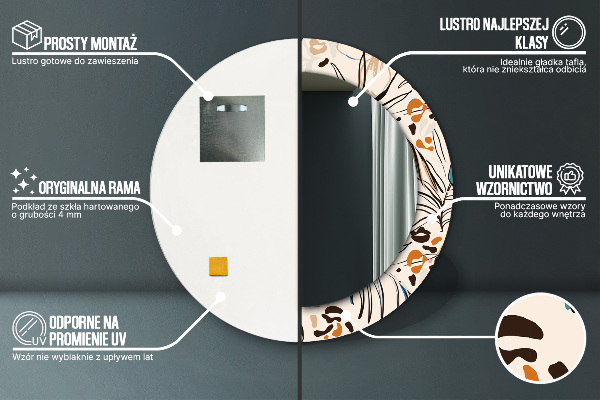 Specchio tondo decoro Fiori con un motivo nella giungla