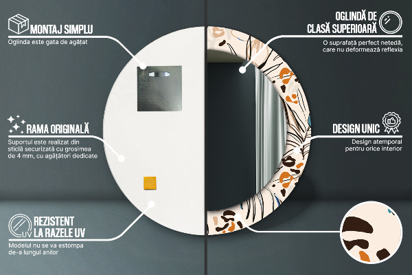 Specchio tondo decoro Fiori con un motivo nella giungla