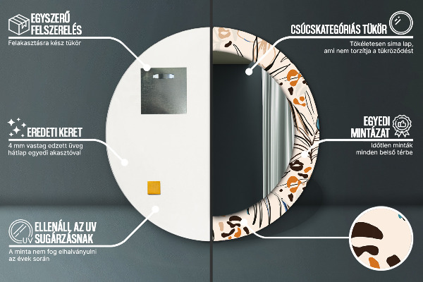 Specchio tondo decoro Fiori con un motivo nella giungla