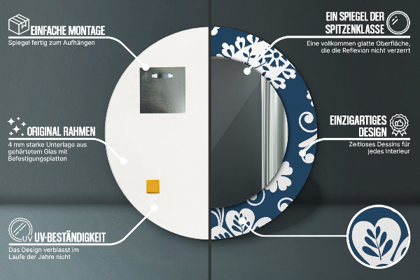 Specchio tondo decoro Composizione di Paisley