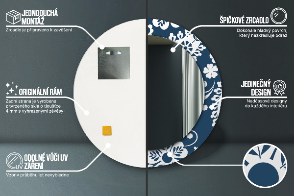 Specchio tondo decoro Composizione di Paisley