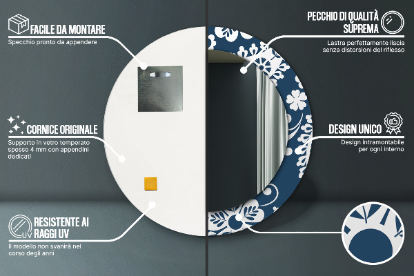 Specchio tondo decoro Composizione di Paisley