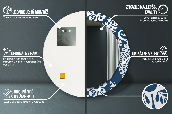 Specchio tondo decoro Composizione di Paisley