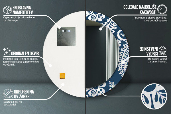 Specchio tondo decoro Composizione di Paisley