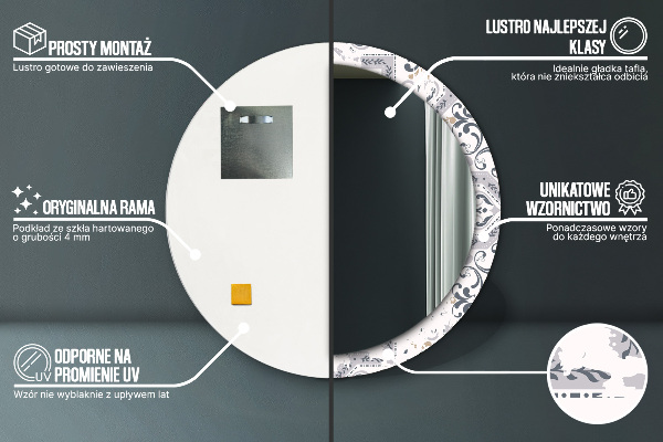 Specchio tondo decoro Piastrelle retrò