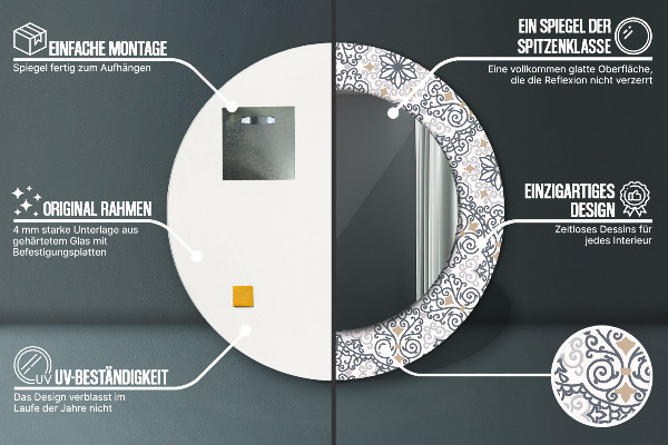 Specchio tondo decoro Ornamenti geometrici