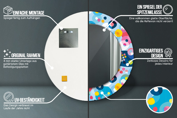 Specchio tondo stampato Spine colorate