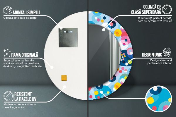 Specchio tondo stampato Spine colorate