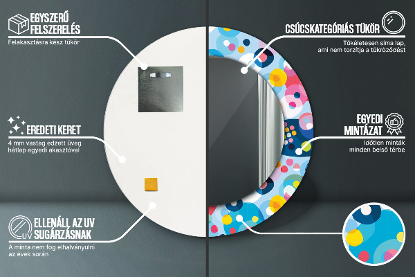 Specchio tondo stampato Spine colorate