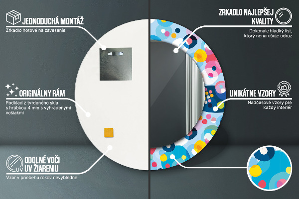 Specchio tondo stampato Spine colorate