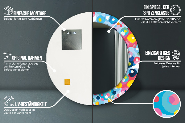 Specchio tondo stampato Spine colorate