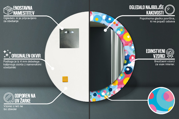 Specchio tondo stampato Spine colorate