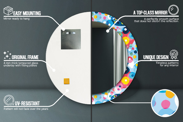 Specchio tondo stampato Spine colorate