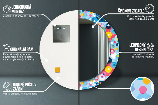 Specchio tondo stampato Spine colorate